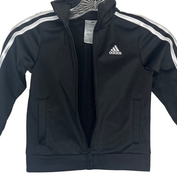 Adidas Track Jacket Boys 3T Black Pockets Front Zip - Picture 4 of 8